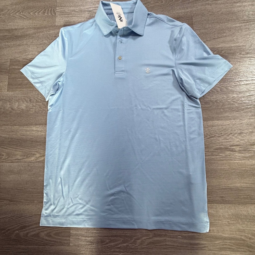 IZOD Sport Mens Short Sleeve Golf Mesh Polo Chambray Blue 46IZSIBAER436 Small NW
